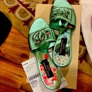 Dolce & Gabbana Women's D&G Sandals green metallic